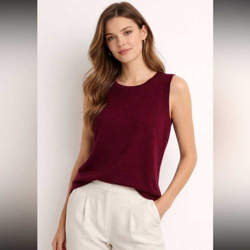 Elie Tahari 100% Cashmere Sleeveless Sweater NWT Sz L